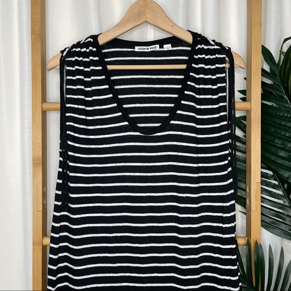 SOLD Country Road Navy Washed Striped Linen Tank Dress - Picture 4 of 9